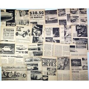 Ephemera 23 Cut Out Pages pictures articles from Custom Rodder February 1961 Vtg
